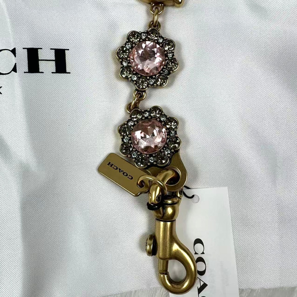 Coach Short Jewelry Chain Strap In Brass/Pink Multi CAU47 NWT - Picture 5 of 7